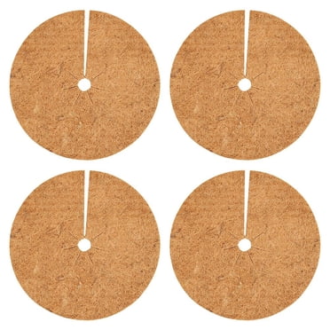 Bgsha Coconut Shell Mulch Mats Round Hole Mats Coconut Fibers Mulch Ring Tree Protector Mat Coir Tree Protection Tree Ring Mats Tree Disc Plant Cover For Indoor Outdoor 4 Pcs