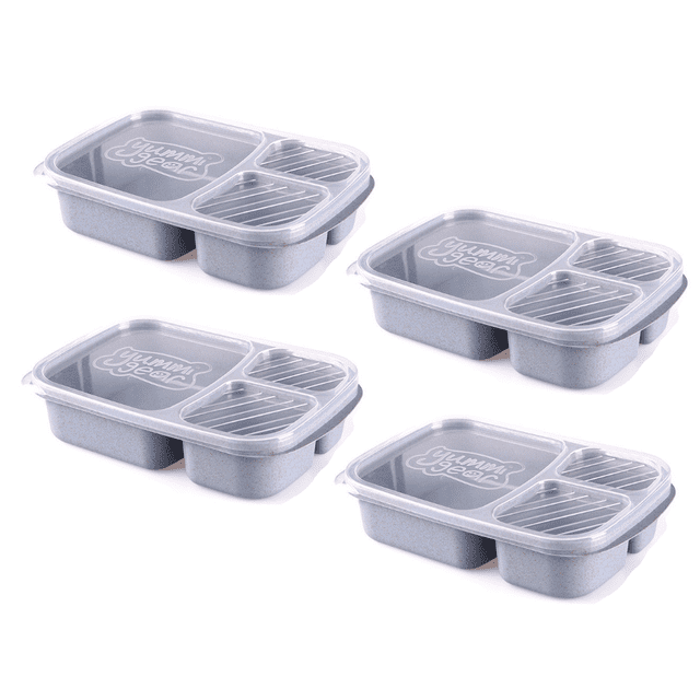 Contenants à Lunch pour Préparation de Repas à 4 Compartiments pour Enfants, Boîte à Lunch Bento Lot de 4 en Plastique durable Sans BPA avec Conception en Paille de Blé. Comprend des Couvercles Faciles à Ouvrir, une Disposition à 3 Compartiments pour des Repas Équilibrés, et une construction Empilable et Légère. Contenants de Rangement pour Aliments Idéaux pour Micro-Ondes, Congélateur et Lave-Vaisselle.