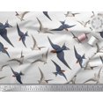 thumbnail image 3 of Soimoi White polyester Crepe Fabric Flying Woodpecker Bird Printed Craft Fabric by the Yard 52 Inch Wide, 3 of 3
