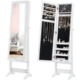 thumbnail image 1 of Costway White Mirrored Jewelry Cabinet Armoire Organizer Storage Box Ring Free Stand, 1 of 9