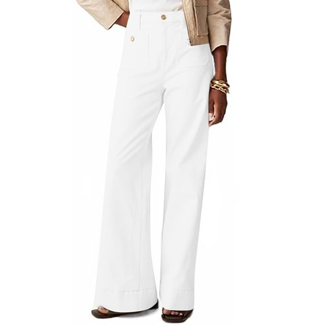 Weiqiqre Jeans for Womens Fall Fashion 2024 Mid Waisted Ripped Stretch Button Straight Full Length Pants On Sale
