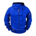 thumbnail image 2 of Men's Solid Color Cargo Hooded Jacket with Multiple Pockets, Raglan Long Sleeve, Breathable Nylon Spandex for Sports Training and Casual Outdoor Wear, 2 of 5