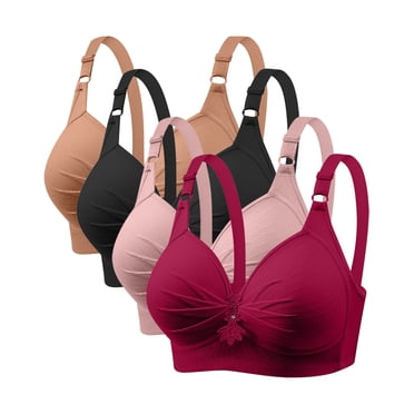 Weiqiqre Women's Underwear 4 Pack Plus Size Comfortable Front Closure Bras Full Coverage No Underwire Everyday Bra