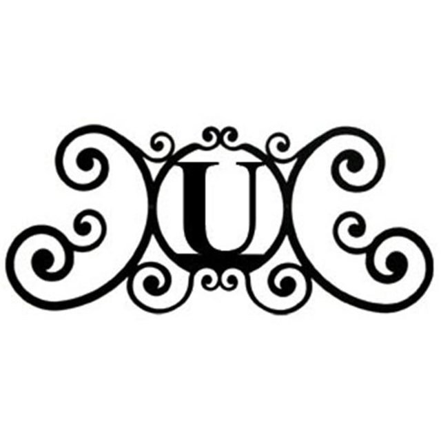 Village Wrought Iron LET-U House Plaque Letter U - Black