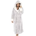 thumbnail image 1 of MAWCLOS Ladies Fuzzy Plush Bathrobe Hooded Sherpa Robes Solid Color Sleepwear Loose Lounge Long Sleeve Dressing Gown Gray M, 1 of 5