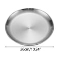 thumbnail image 1 of yulier Assiettes Rondes pour le Souper Assiette en Acier Inoxydable Assiettes à Dessert Assiettes Réutilisables pour le Camping en Plein Air Assiette de Service pour BBQ, Collation, Salade, Fruits, Va au Lave-Vaisselle, 10,24 Pouces, Argent, 1 of 2
