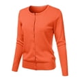 thumbnail image 2 of Liquidation! Hontri Cardigan pour Femme à Col Rond Tricoté à Manches Longues Grandes Tailles Ample Uni Court Chandail Veste Cardigan Cardigan pour Femme Orange TG, 2 of 4