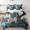 thumbnail image 1 of YST 3D Dragon Bedding Set, Magic Animal Theme, 7pcs Comforter Set, Queen Size, Pink Rose Floral, 1 of 4