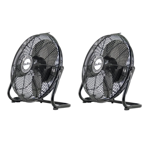 Air King 12" 1/25 HP 3-Speed Industrial Open Motor Pivoting Floor Fan (2 Pack)