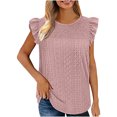thumbnail image 2 of Meichang Débardeurs pour Femmes Broderie Anglaise Chemises Tendance Manches Courtes Blouses pour Femmes Tenue Décontractée Printemps 2024 Col Rond Chemise Basique, 2 of 9