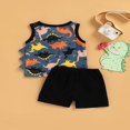 thumbnail image 3 of Boys Sets Letter Crew Neck Sleeveless Vest Tree Shorts, 3 of 6
