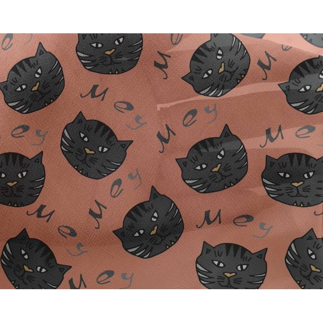 oneOone Georgette Viscose Peach Fabric Cat Face Animal Craft Projects Decor Fabric Printed By The Yard 42 Inch Wide