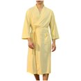 thumbnail image 1 of HNMKIU Plus Size Pajamas Unisex Pocket Breathable Knee Length Bathrobe Splicing Soft Sleepwear SPA Robe, 1 of 4