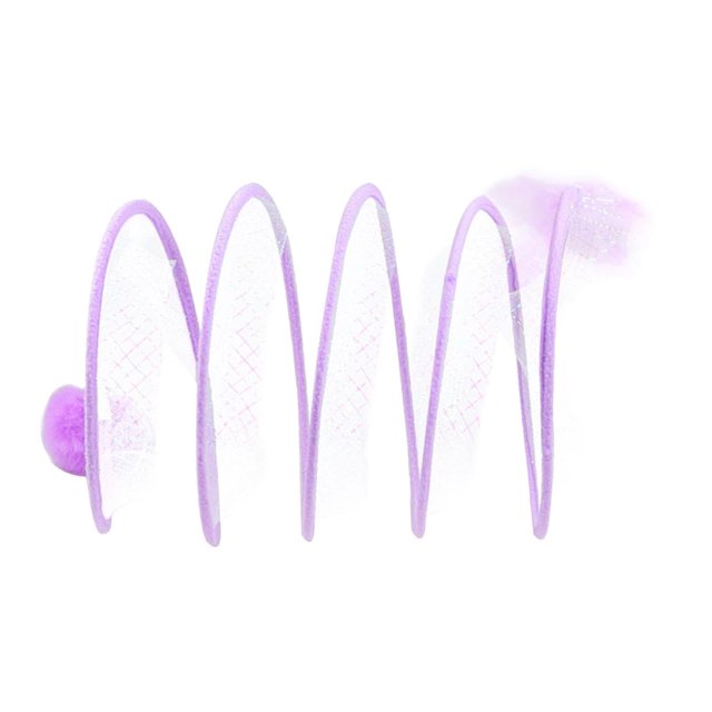 relayinert Foldable Indoor Cat Tunnel S Type Spring Tent Playing Toy Durable Portable Purple S Plush Ball 1Set