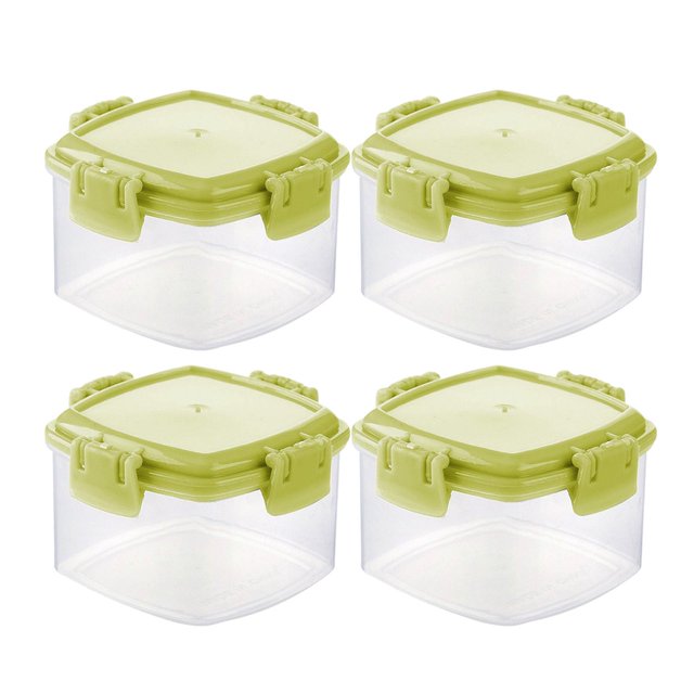 S SERENABLE 4Pcs Small Bottles Portable Food Storage Container Seasoning Bottles Square Green