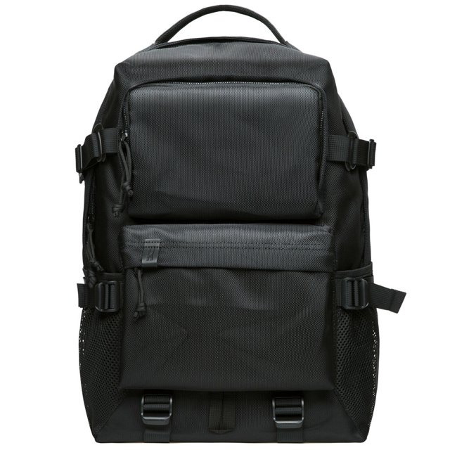 KAUKKO Vintage Casual polyster and Leather Rucksack Backpack (Nylon Black)