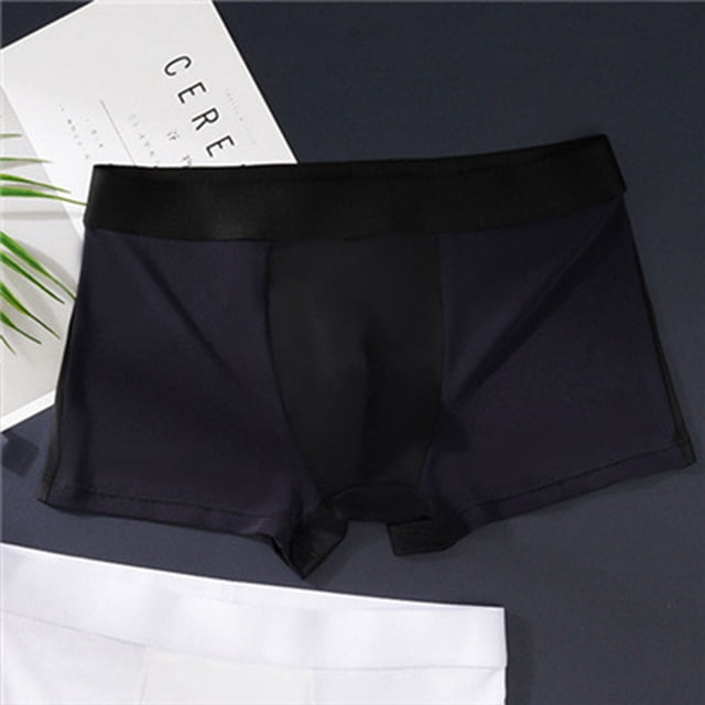 DPTALR Boxeurs Fins en Soie Glacée Sans Traces Style Affaires Respirants pour Hommes d'Été Boxeurs Confortables