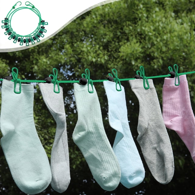 Deals of The Day! Gspmoly Windproof Retractable Clothesline Fixed Buckle Travel Clothesline Convenient Clothesline with Clips 12 Clothespins 70.87In Deals of The Day