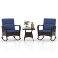 thumbnail image 2 of Costway 3 PCS Rocking Bistro Set with Removable Cushions & Tempered Glass Top Coffee Table Navy, 2 of 10