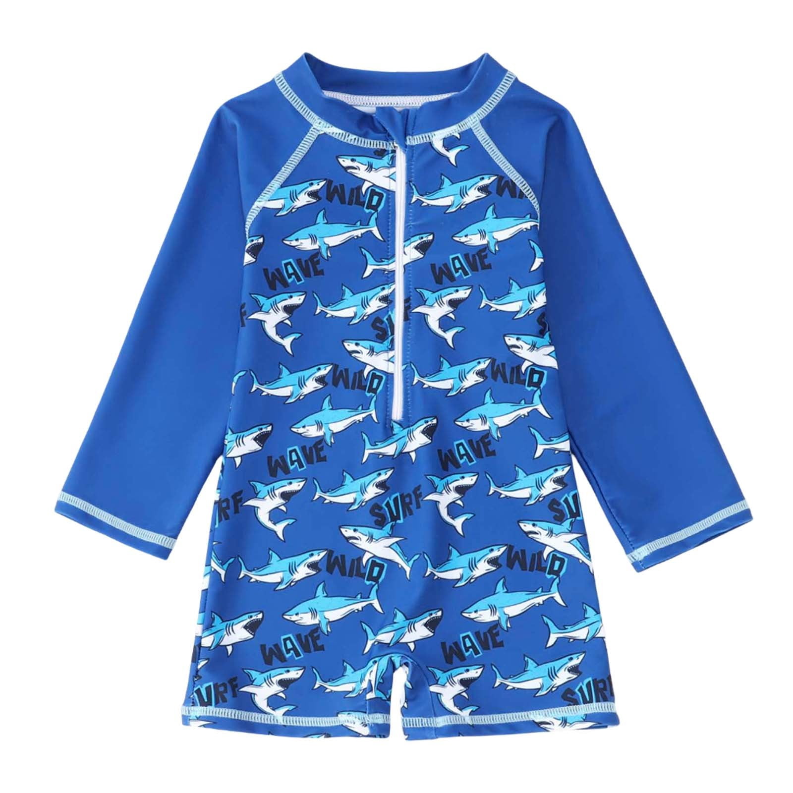 TOOYOU Toddler Boy Swimsuit Swimwear Long Sleeve Rash Guard Print For Baby Beach Pool Swimming Sun Summer Outfit Practical And Durable Bathing Suit For Child Size 18-24 Months,Black