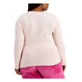 thumbnail image 2 of REBELLIOUS ONE Womens Pink Stretch Tie Ribbed Scalloped Long Sleeve Surplice Neckline Wrap Sweater Plus 3X, 2 of 3