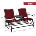 thumbnail image 3 of Costway 2 Person Outdoor Patio Double Glider Chair Loveseat Rocking Wine, 3 of 10