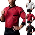 thumbnail image 3 of Men's Catering Chef Workwear Long Sleeve Cardigan Shirt Kitchen Outfit Comfortable Durable Top for Cooking, 3 of 4