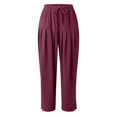 thumbnail image 4 of adviicd Pantalon de Randonnée Femme Ample à Cordon Taille Haute Jambe Droite Pantalon de Jogging TTG, Vin, 4 of 5