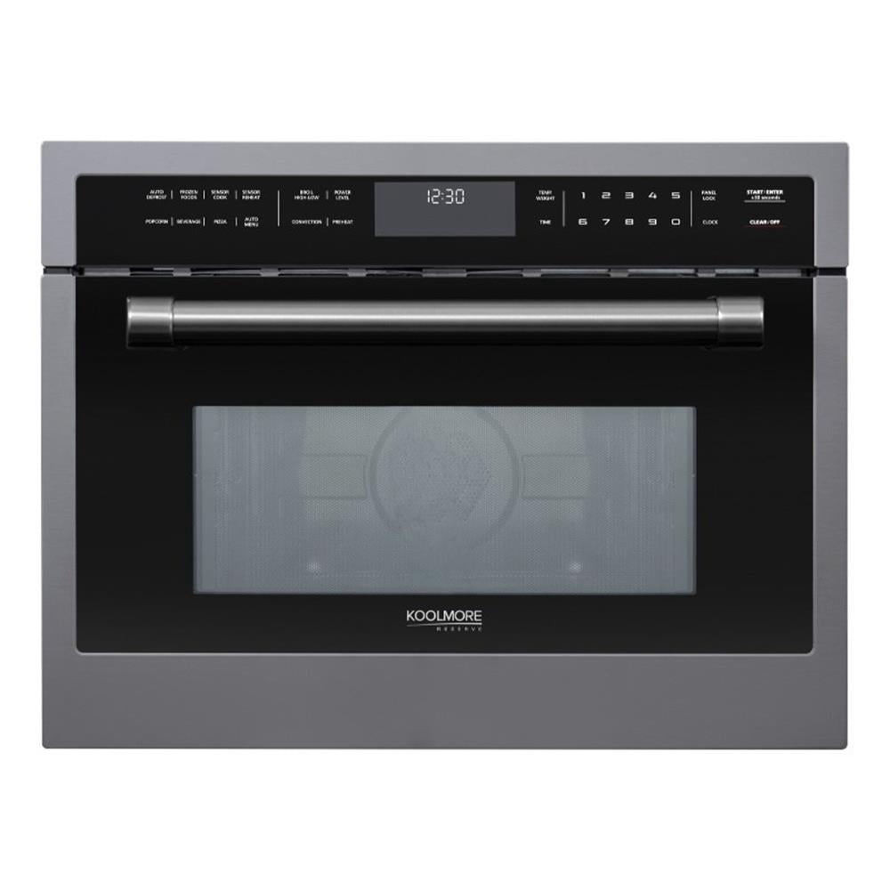 Pemberly Row 24" Black Stainless Steel Built-in Convection Microwave Oven