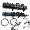 thumbnail image 3 of GloryStar 2 Pack Garage Storage Rack, Heavy Duty Wall Shelf Garage Storage Rack Floating Shelves with Hooks, with 280Lbs Capacity, for Garage, Warehouse, Storage Room, 3 of 7