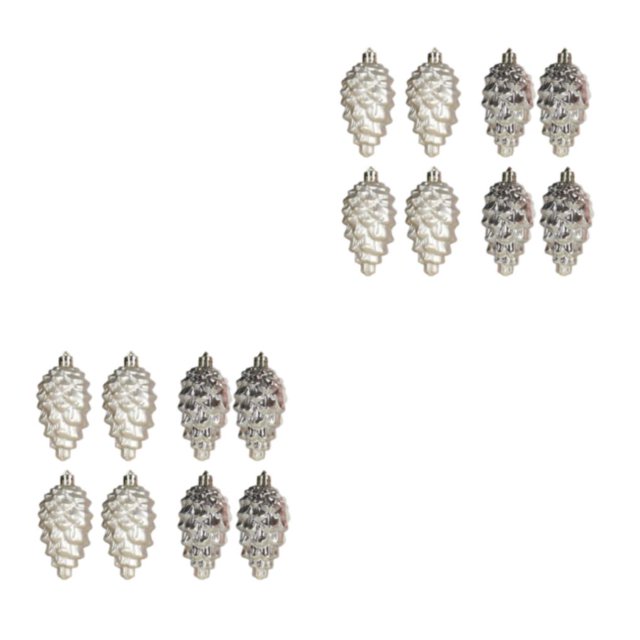 relayinert 8pieces Tree Decoration Eye-catching Pine Cone Decorations For Festive Champagne Gold 2Set