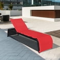 thumbnail image 3 of Costway 2 Pcs Chaise Longue de Patio en Rotin Fauteuil Inclinable Dossier Réglable Coussinée Rouge, 3 of 9
