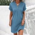thumbnail image 2 of UPPADA Robe Midi d'Été pour Femme à Manches Courtes, à Volants, Imprimé Floral, Robe Soleil, Décolleté en V Profond, Taille Haute, Robe Maxi Courte Fluide, Robes Décontractées pour les Vacances, Robe Soleil, Robe Maxi à Manches Courtes Bleu, TTG, 2 of 6