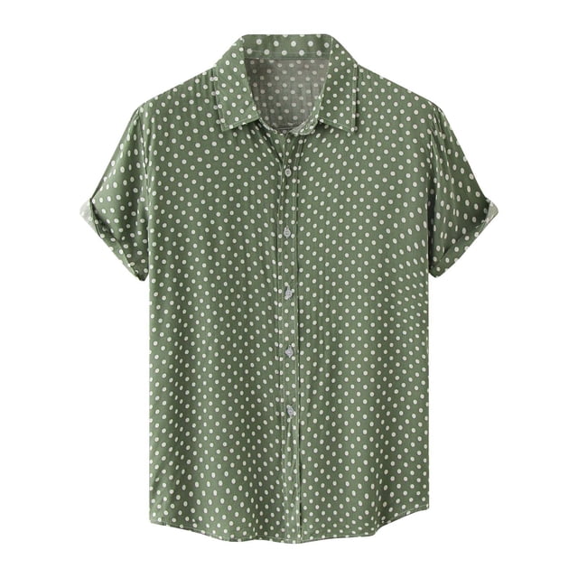 RKSTN Chemise pour Homme Plage Hawaïenne Décontractée Chemise à Pois Col Rabattu Blouse à Manches Courtes Hauts