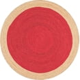 thumbnail image 2 of 9 Ft Round Red Jute Area Rug, Hand-Woven, Reversible, Farmhouse Boho Style, Durable & Pet-Friendly Rug for Living Room, Dining Room, and Bedroom, 2 of 5