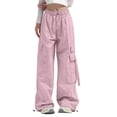 thumbnail image 1 of Timegard Hiking Pants for Women Cargo Pants Wide Leg Elastic Waisted Drawstring Athletic Trousers with Pockets, 1 of 5
