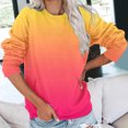 thumbnail image 3 of RKSTN Chandails en Molleton pour Femmes Mode Automne 2023 Couleur Dégradée Manches Longues Chandail en Molleton Grande Taille Ample Col Rond Doux Chandail Tops, 3 of 5