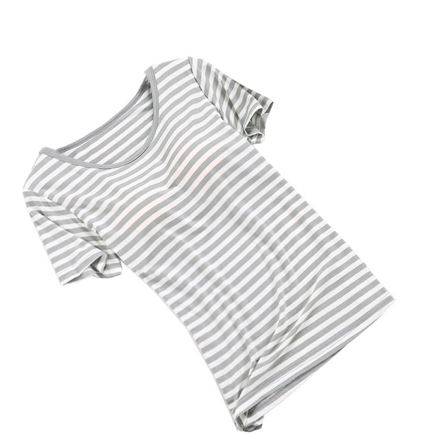 FAIWAD T-Shirts Rembourrés pour Femmes avec Soutien-Gorge Intégré, Manches Courtes, Col Ras du Cou, Hauts de Pyjama Légers et Confortables