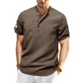 thumbnail image 1 of Kaemgyyd Men's Henley Shirts Stylish Short Sleeve Casual Button Tops Lightweight Solid Color Classic Basic Tee, 1 of 5