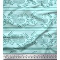 thumbnail image 1 of Soimoi Polyester Crepe Fabric Stripe,Leaves & Hen Block Print Sewing Fabric Yard 42 Inch Wide, 1 of 3