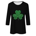 thumbnail image 4 of Meichang Hauts pour Femmes Manches 3/4 Chandails St Patricks Day T-Shirts Graphiques Porte-Bonheur Décontractés Coupe Ample Col Rond Vert Hauts Irlandais, 4 of 4