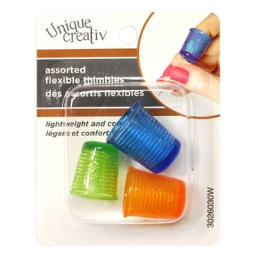 UNIQUE CREATIV article de bricolage Flexible Thimbles - 3 sizes, assorted colours (green/orange/blue), Ass
