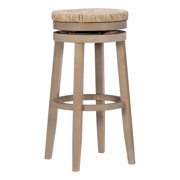 Linon Maya 31" Wood Swivel Seagrass Seat Barstool in Natural Brown