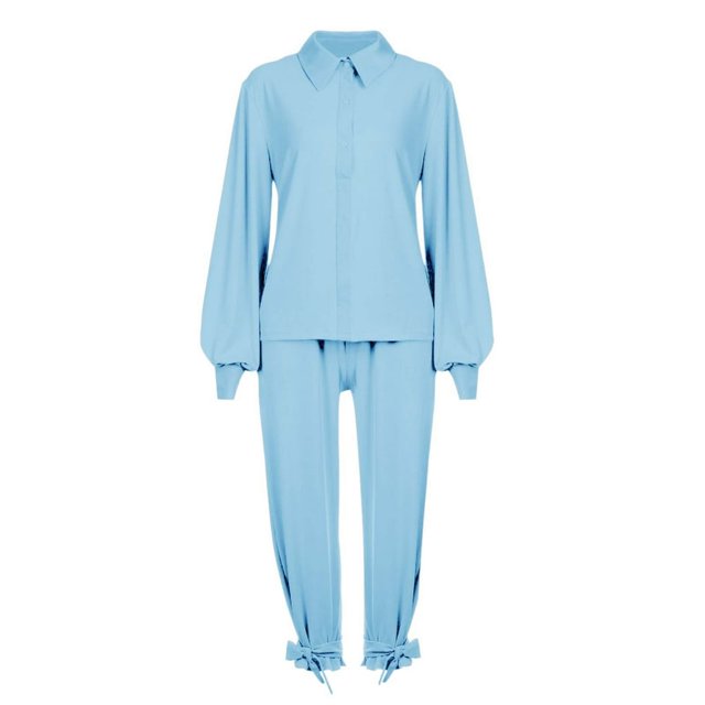 Ensemble Pantalon à Manches Longues Style Uni Élégant Automne et Hiver pour Femmes
