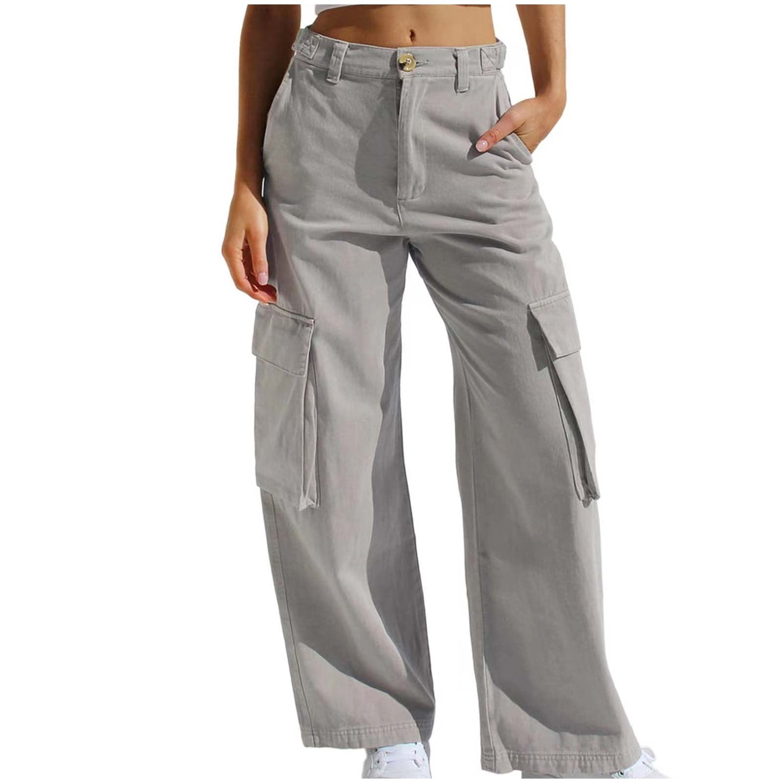 Teissuly Jeans for Women Fashion Spring/Summer Large Pocket Zipper Button Tight Pants, Size S-XL