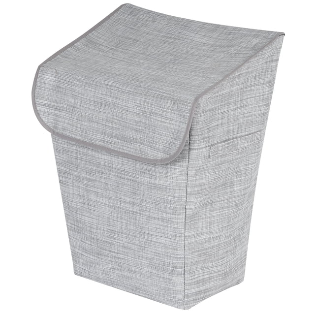 neatfreak! Panier en Coin avec Couvercle en Poly-Vinyle Tressé Gris Pâle à texture Respirante et Résistante à l'Humidité, Doté d'Un Couvercle à Charnière pour Camoufler la Lessive et d'Une Forme en Coin avec Poignées Latérales pour un Chargement et un Déchargement Faciles dans les Espaces de Buanderie Étroits, Léger et Facile à Nettoyer pour Plus de Commodité, Convient Aussi au Rangement d'Équipement de Sport Ou de Jouets.