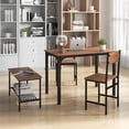 thumbnail image 4 of Gymax 4pcs Dining Table Set Rustic Desk 2 Chairs & Bench w/ Storage Rack Brown, 4 of 10