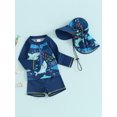 thumbnail image 3 of Nituyy Baby Boy 3Pcs Rash Guard Swimsuits Cute Fish Print Long Sleeve Zip Up Bathing Suit Swimwear, 3 of 8