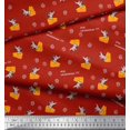 thumbnail image 2 of Soimoi Tissu Satin Modal Rouge Tranche de Fromage & Rats Imprimé pour Enfants Tissu au Mètre 42 Pouces de Large, 2 of 3