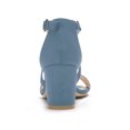 thumbnail image 2 of BLISSFUL STEP Women's Open Toe Cross Strap Mid Block Heel Sandals Haze Blue 8, 2 of 7